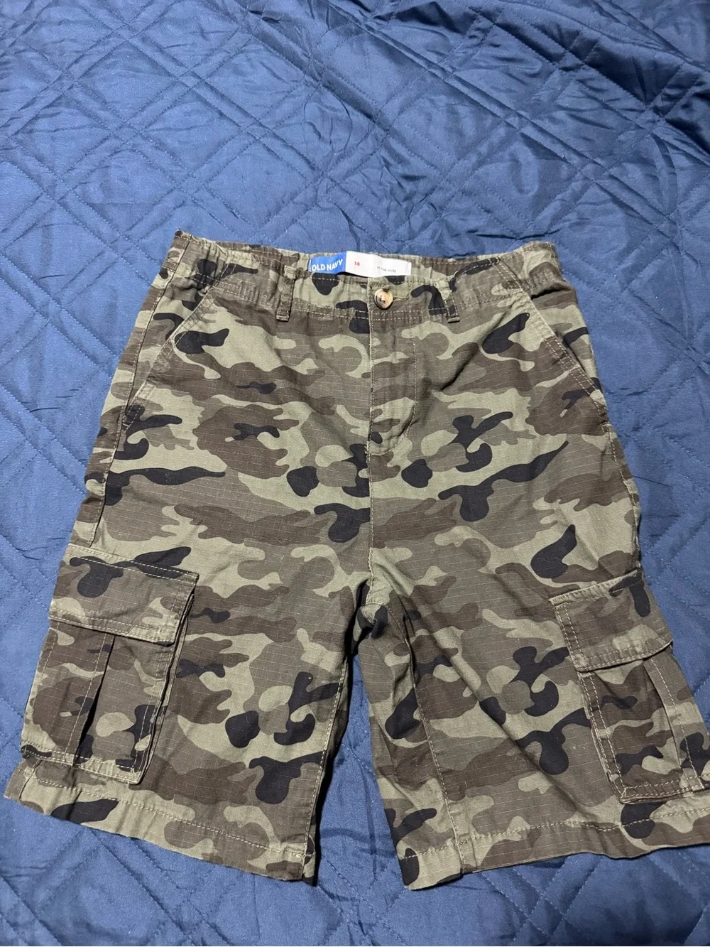 Old Navy Boys Camo Cargo Shorts - Olive Green